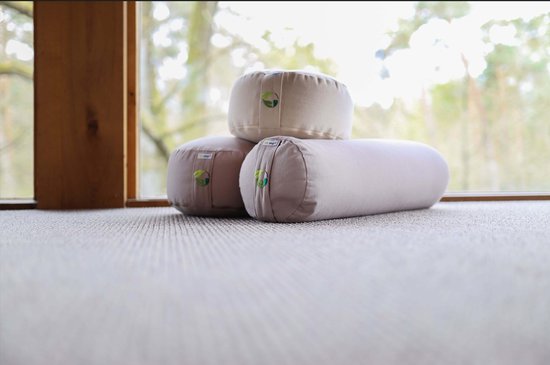 Ecoyogi Yogabolster Eco Katoen Blauw - 60 x 20 cm (Lengte x Diameter) - 4 KG - Wasbare Buitenhoes - Aanpasbare Boekweit Vulling - 100% Gecertificeerd Biologisch Katoen - GOTS Gecertificeerd - Duurzame Yoga bolster - Yoga rol van Ecoyogi — afbeelding 3