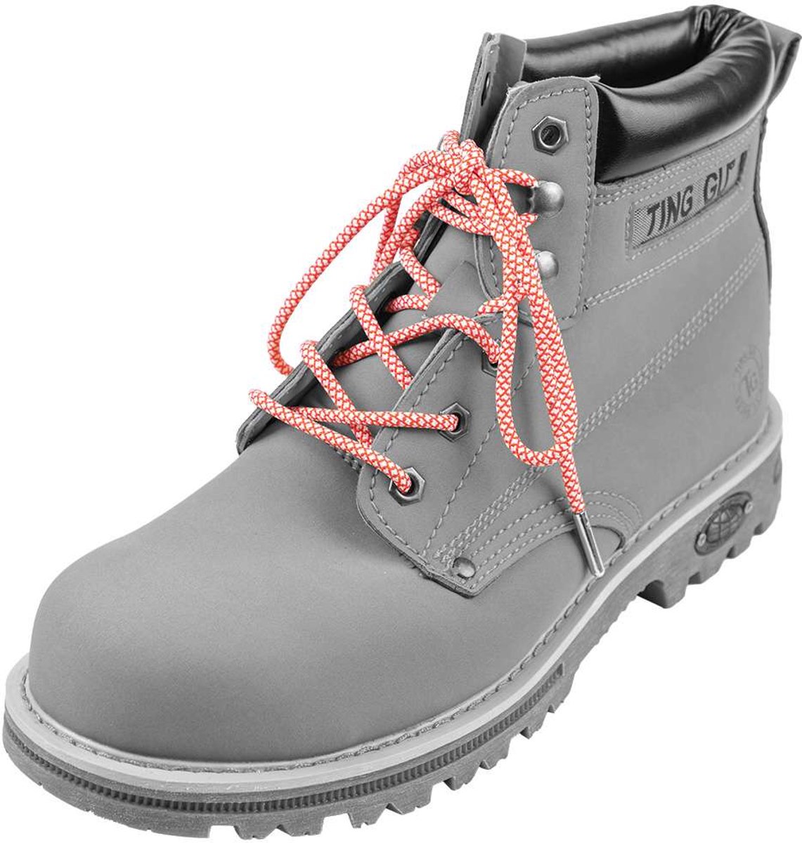 Veters voor wandelschoenen | Ronde schoenveters met ruit | Kleur: Rood / Wit | Lengte: 140cm