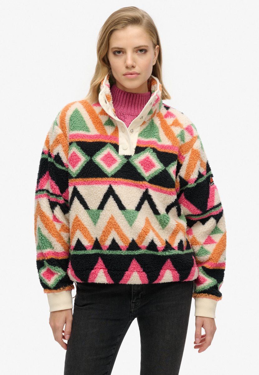 Superdry Trui Super Soft Printed Half W2012348a Terry Print Dames Multicolor