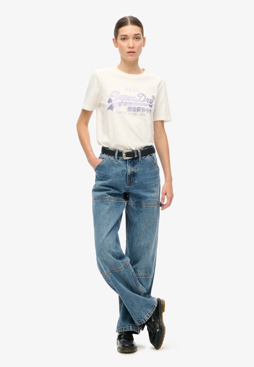 Superdry Versierd VL Graphic T-shirt Dames T-shirts Ecru Slub