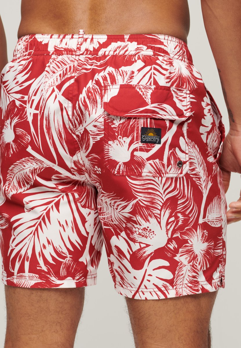 Superdry Gerecyclede Hawaïaanse zwemshort 43 cm Heren Zwembroeken Rood