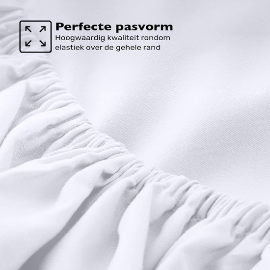 Hoeslaken 140x200 Katoen - jusqu'à (30cm) - Jersey - Autres coloris - Infroissable - Longue Durée de vie - blanc