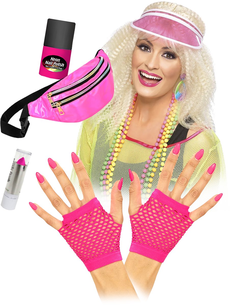 Vegaoo - Complete fluoroze accessoireset voor volwassenen