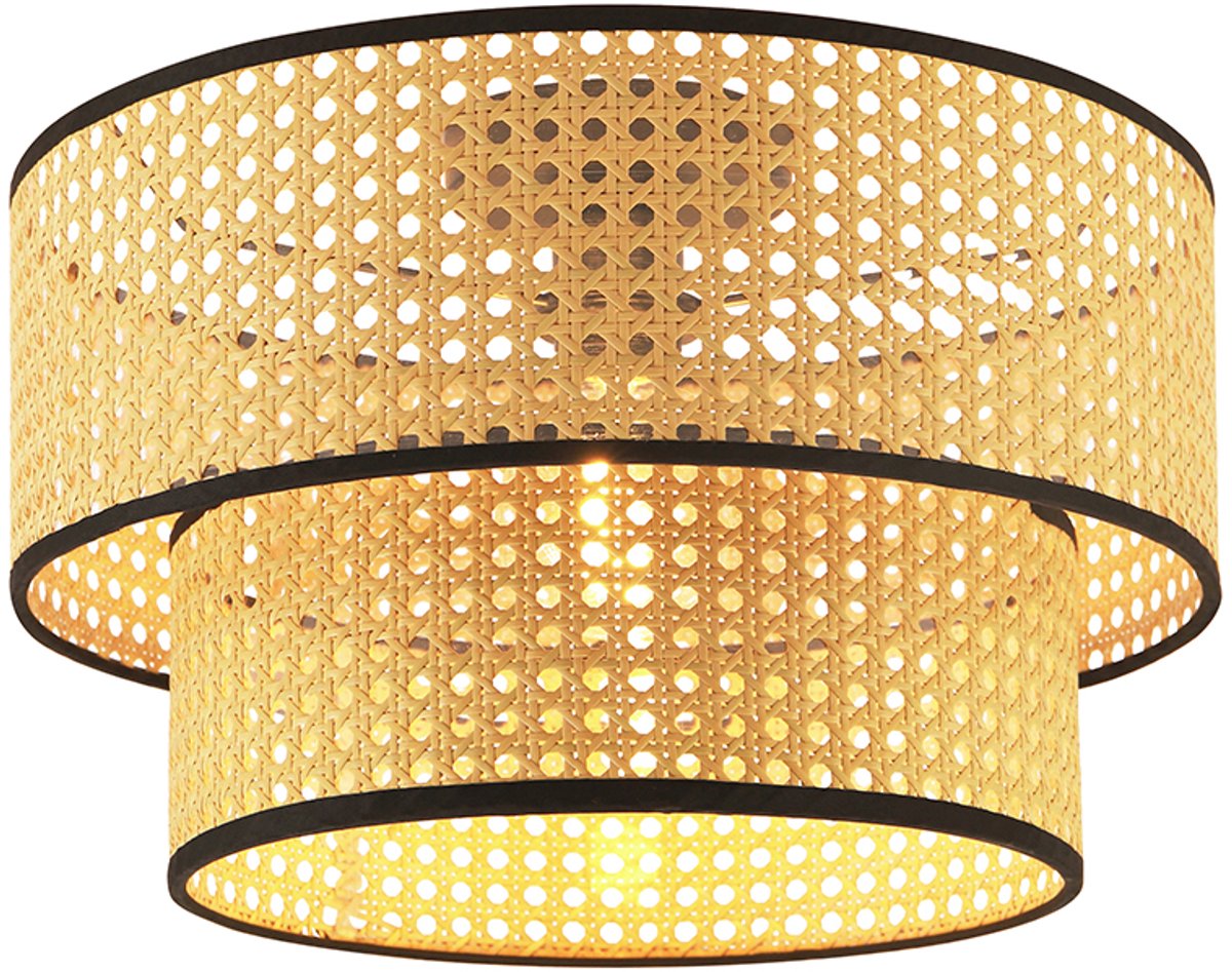 Olucia - KIRSTEN - Plafondlamp - Bruin / Zwart - Vorm: Cilinder