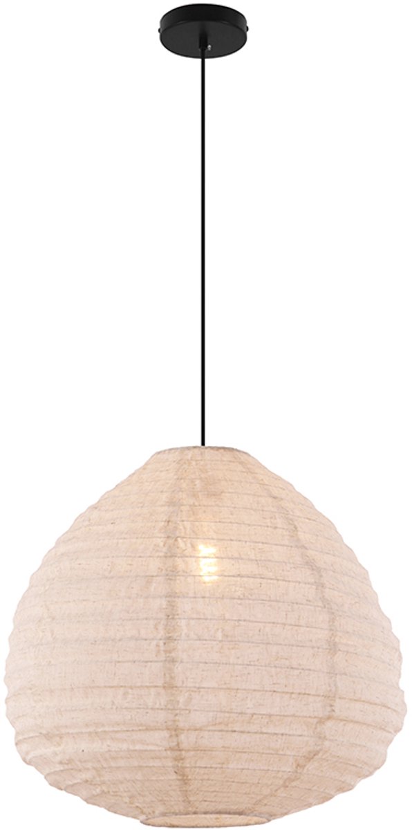 Olucia - Japandi hanglamp beige, Leila - Vorm: Ovaal
