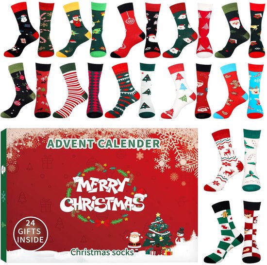 BukkitBow - Adventskalender met Sokken - 24 Dagen Verrassingen - Kerstcadeau voor Jongens en Meisjes - Creatief & Feestelijk