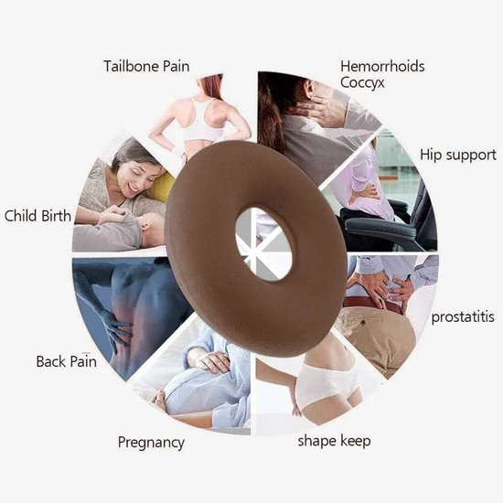 Opblaasbaar zitkussen, orthopedisch donut met pomp, 38 cm, rond, aambeien, zitkussen, opblaasbaar, ringkussen voor ontstekingen, stuitbeenpijn, cysten zwangerschap, blauw (draagvermogen: 90 kg