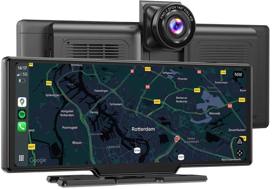 Navigatiesysteem 10 inch - Ingebouwde Dashcam - Apple Carplay & Android Auto (draadloos) - Universeel - Inclusief 64Gb SD-kaart