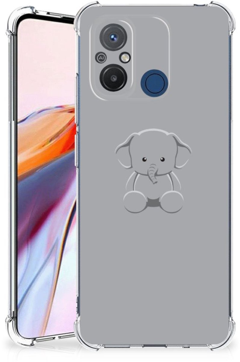 Xiaomi Redmi 12C Stevig Bumper Hoesje Grijs Baby Olifant