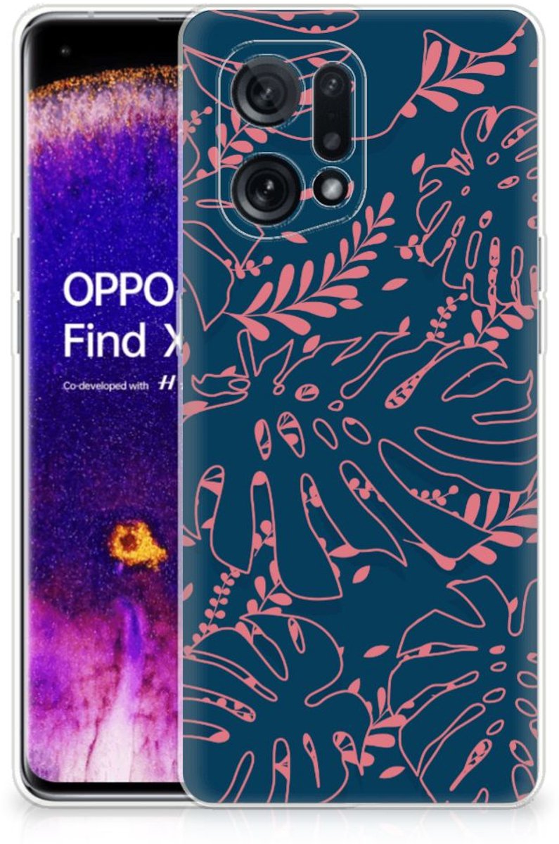 Back Cover voor OPPO Find X5 TPU Case Palm Leaves