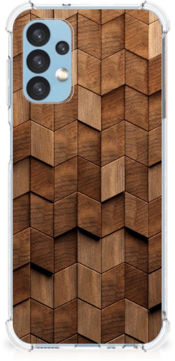 Stevig Telefoonhoesje voor Samsung Galaxy A13 (4G) Wooden Cubes