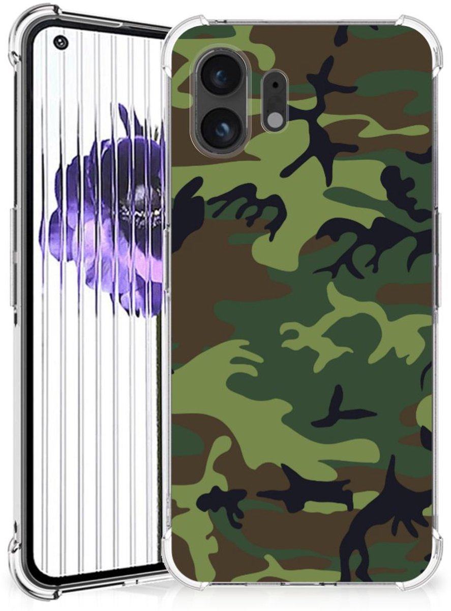 Nothing Phone (2) Doorzichtige Silicone Hoesje Army Dark