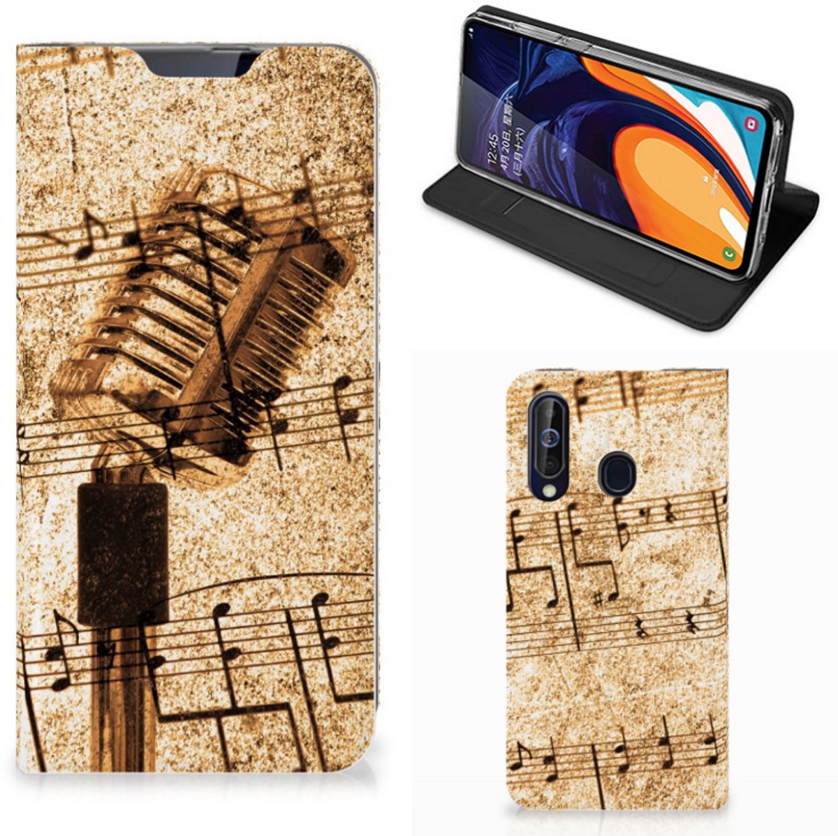 Samsung Galaxy A60 Stand Case Bladmuziek