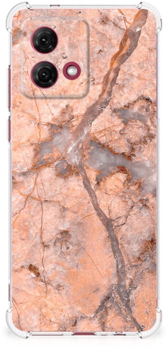 Motorola Moto G84 Anti-Shock Hoesje Marmer Oranje