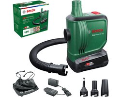 Bosch EasyInflate 18V-500 - acculuchtpomp - Incl. 1x 18V 2,0 Ah accu - Lader - 3 mondstukken - 50cm slang - Opbergtas