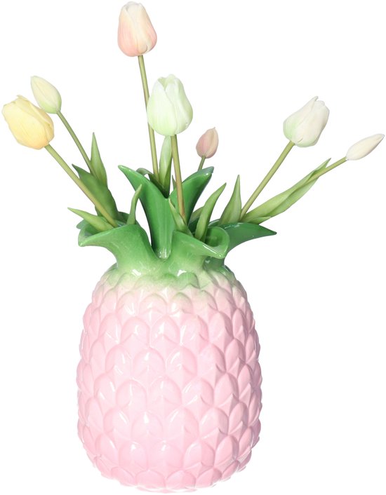 Bouquet de tulipes artificielles Bellatio Design Sally - 7 pièces - multicolore - toucher réaliste - 47 cm