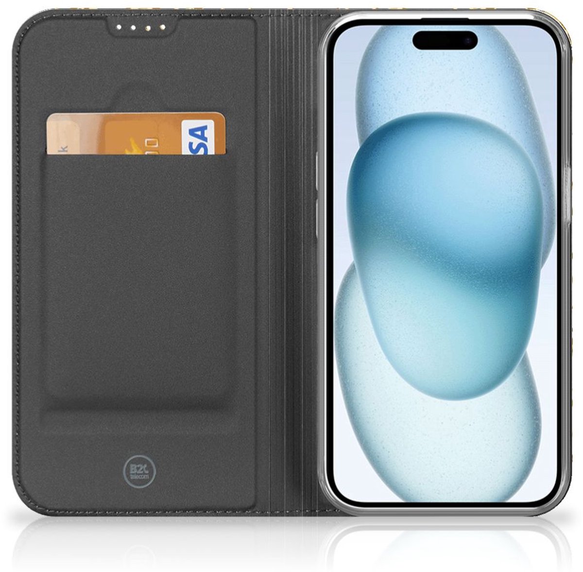 iPhone 15 Smart Cover Gouden Bloemen