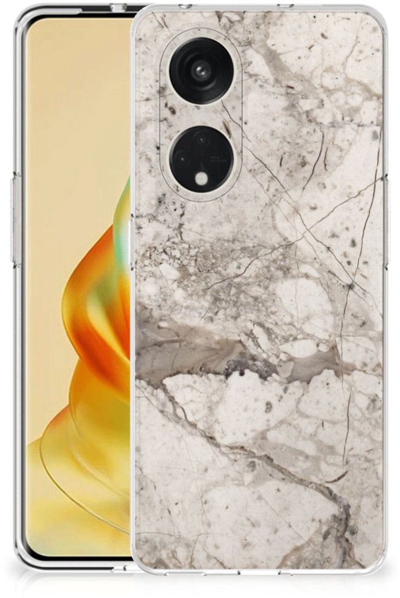 OPPO Reno8 T 5G TPU Siliconen Hoesje Marmer Beige