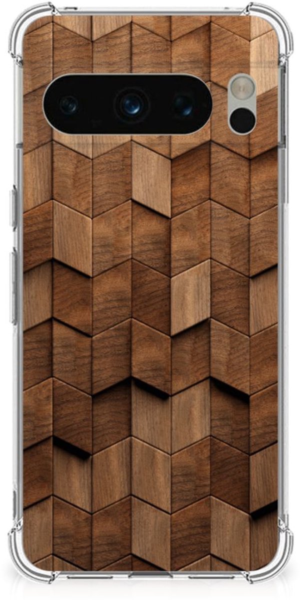 Stevig Telefoonhoesje voor Google Pixel 8 Pro Wooden Cubes