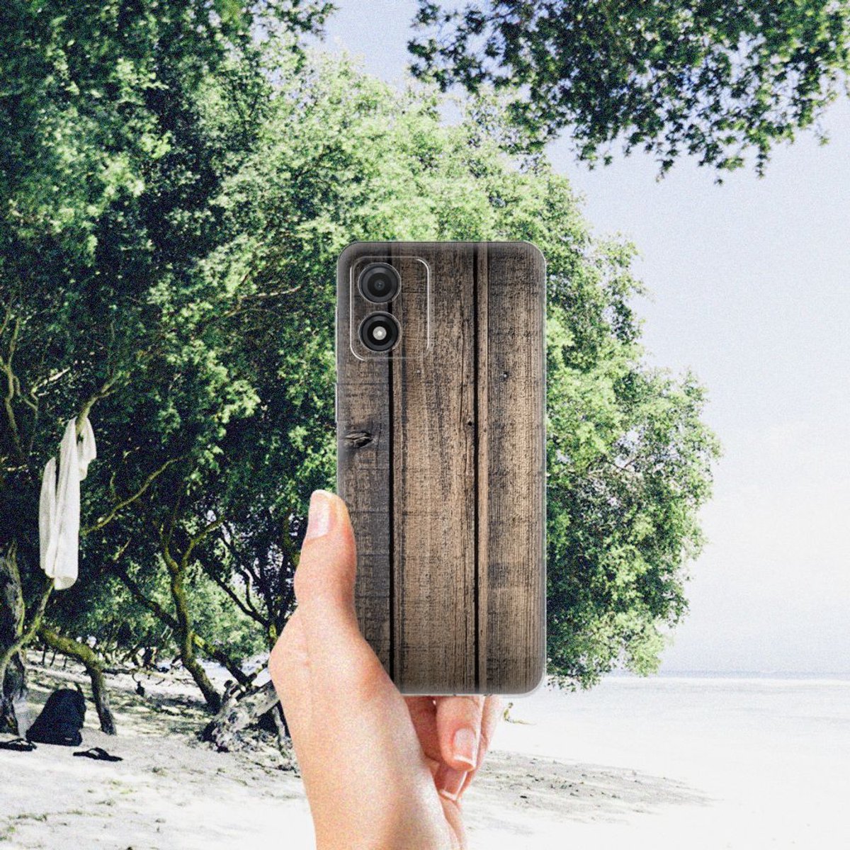 Motorola Moto E13 Bumper Hoesje Steigerhout