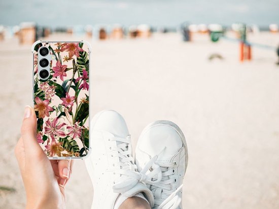 Coque Samsung Galaxy A54 Coque Mignonne avec Bordure Transparente Fleurs