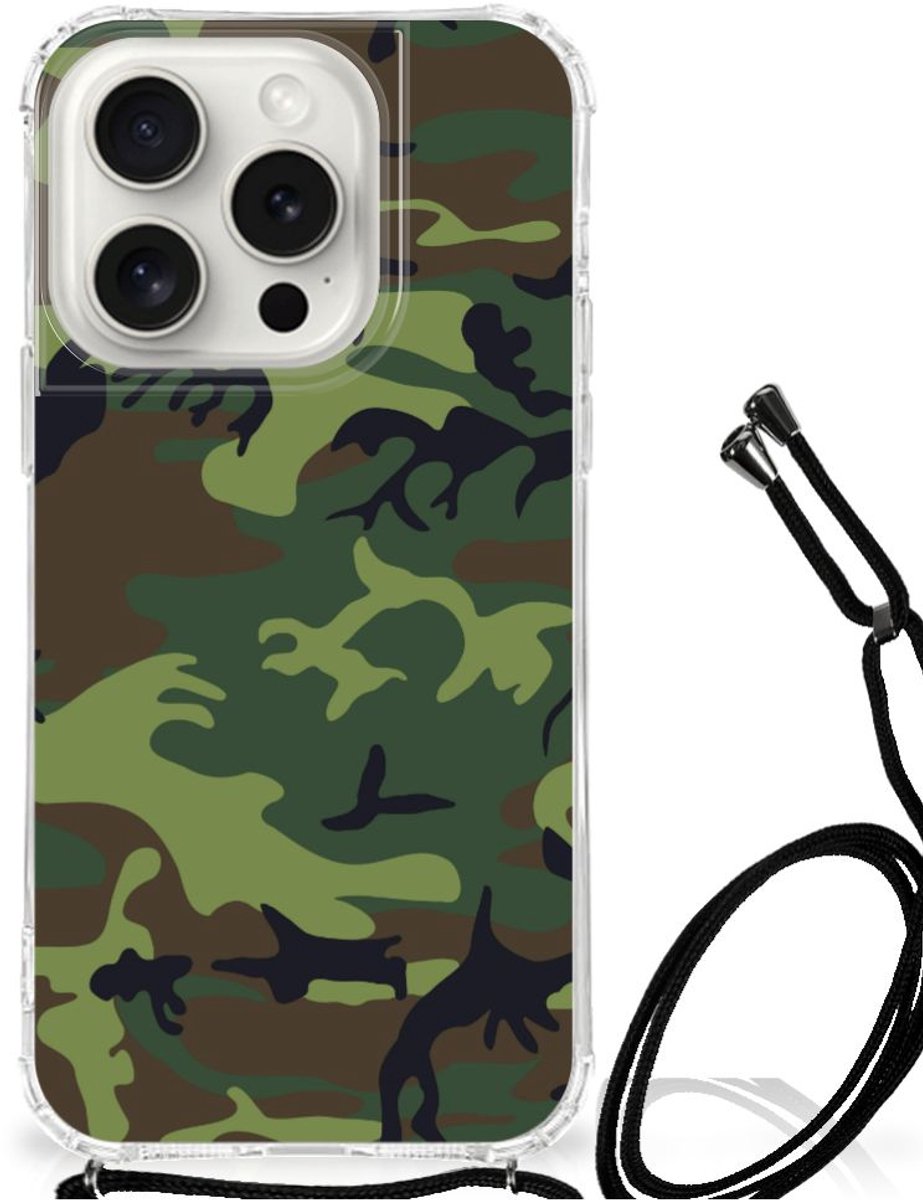 iPhone 15 Pro Doorzichtige Silicone Hoesje Army Dark