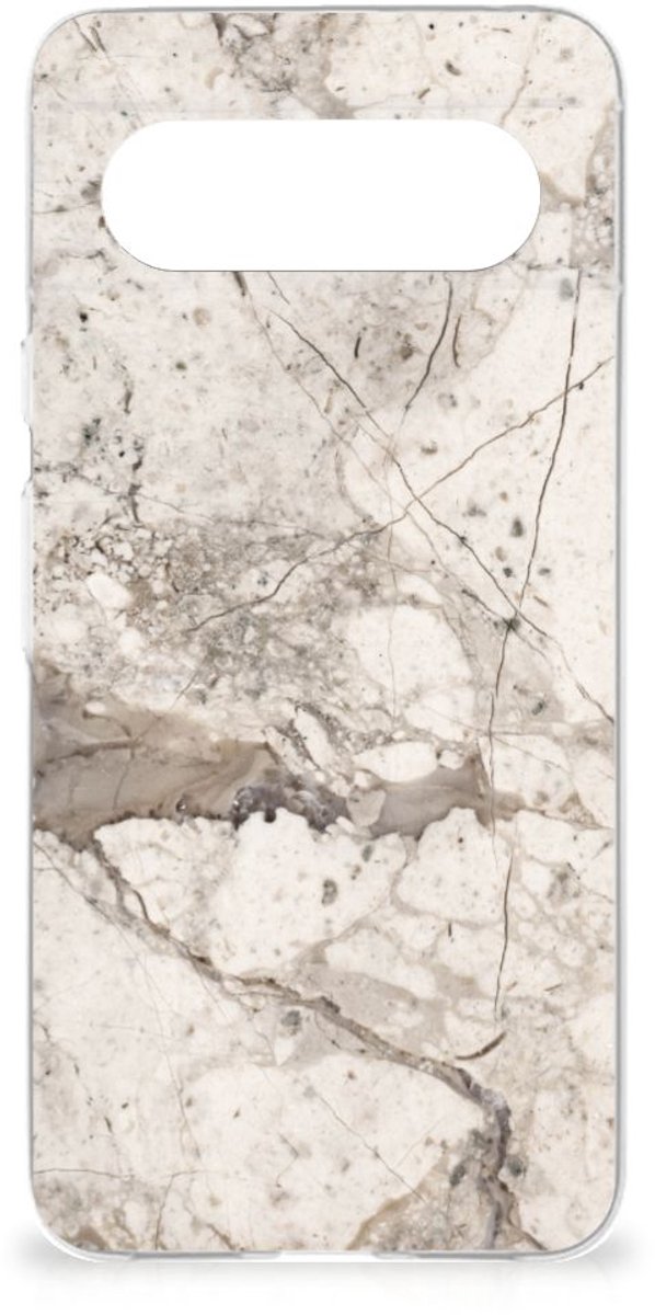 TPU Hoesje voor Google Pixel 8 TPU Siliconen Hoesje Marmer Beige