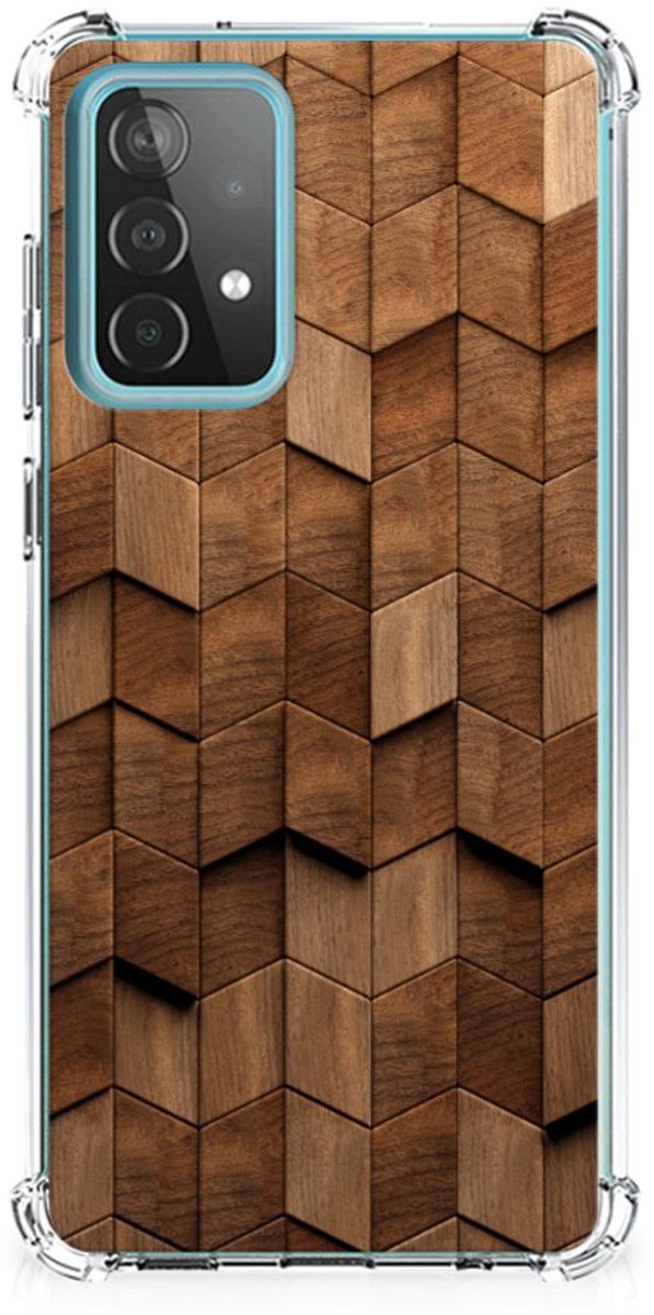 Stevig Telefoonhoesje voor Samsung Galaxy A52 4G/5G Wooden Cubes