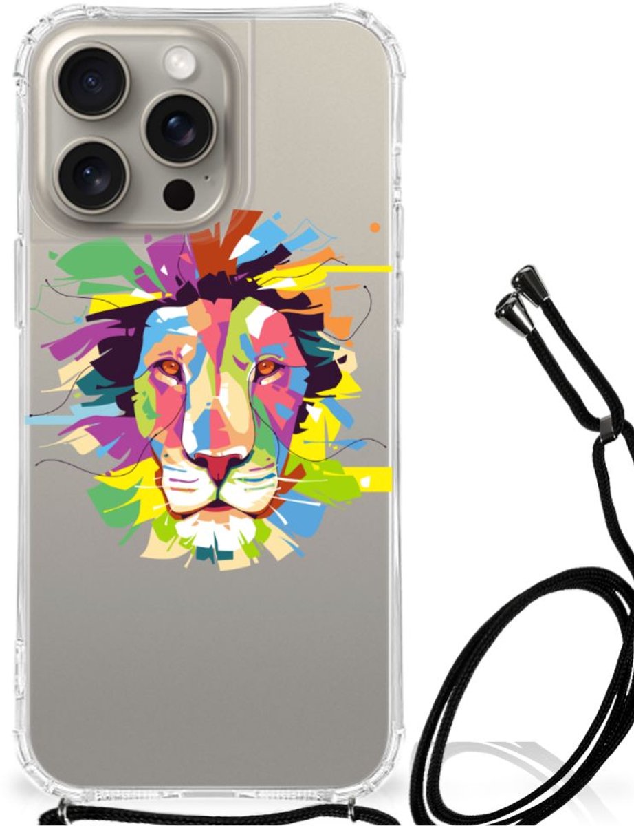 iPhone 15 Pro Max Stevig Bumper Hoesje Lion Color