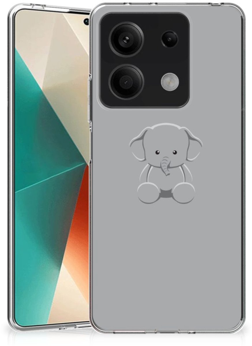 Xiaomi Redmi Note 13 5G Telefoonhoesje met Naam Grijs Baby Olifant
