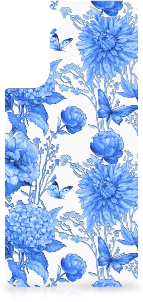 Bloemen Hoesje voor Samsung Galaxy S21 Plus Flowers Blue