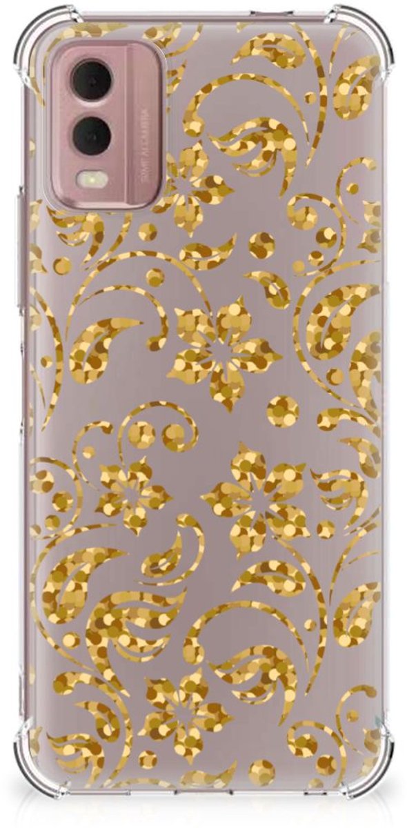 Nokia C32 Case Gouden Bloemen