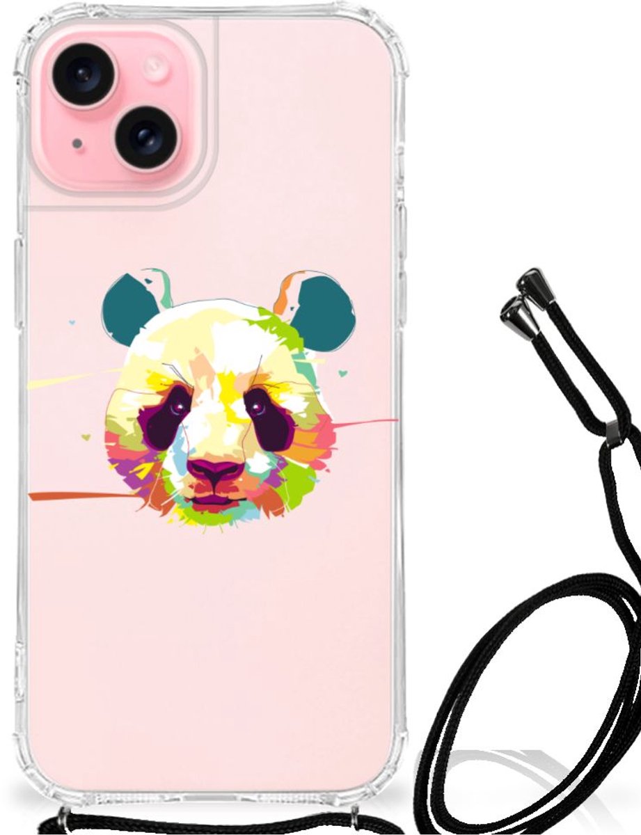 iPhone 15 Plus Stevig Bumper Hoesje Panda Color