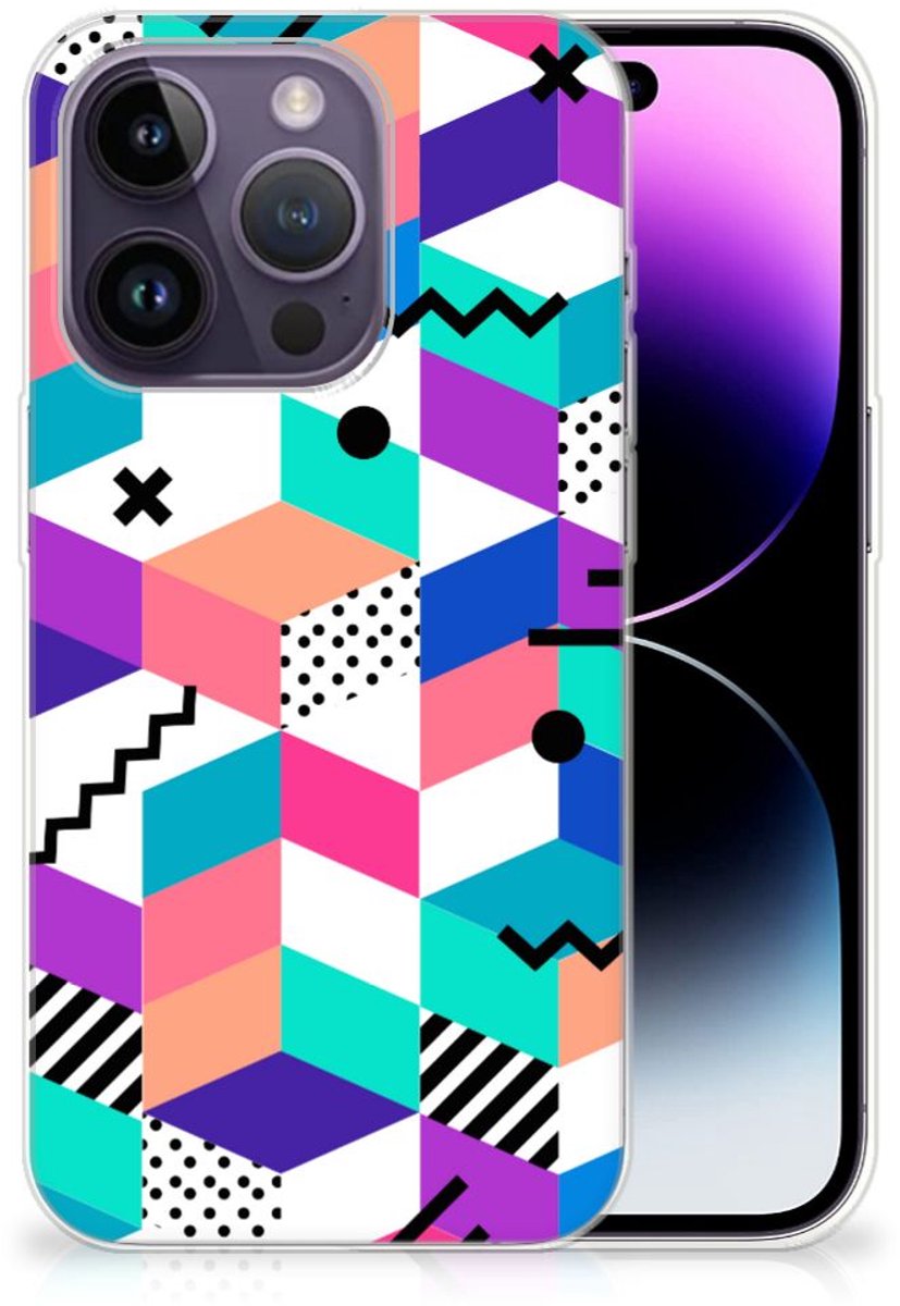 Apple iPhone 14 Pro TPU Hoesje Blokken Kleurrijk