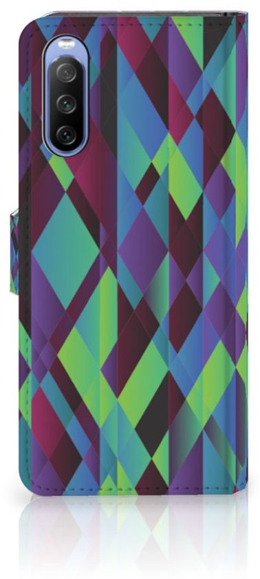 Bookcase Sony Xperia 10 III Case Abstract Vert Blue