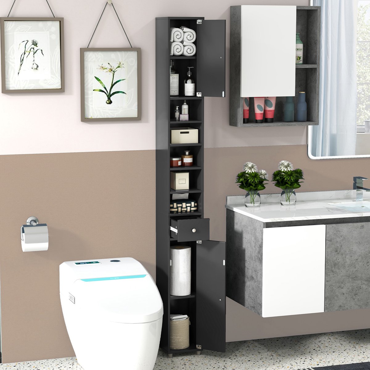 COSTWAY Badkamerkast, hoge kast, smal COSTWAY Badkamerkast, hoge kast, smal