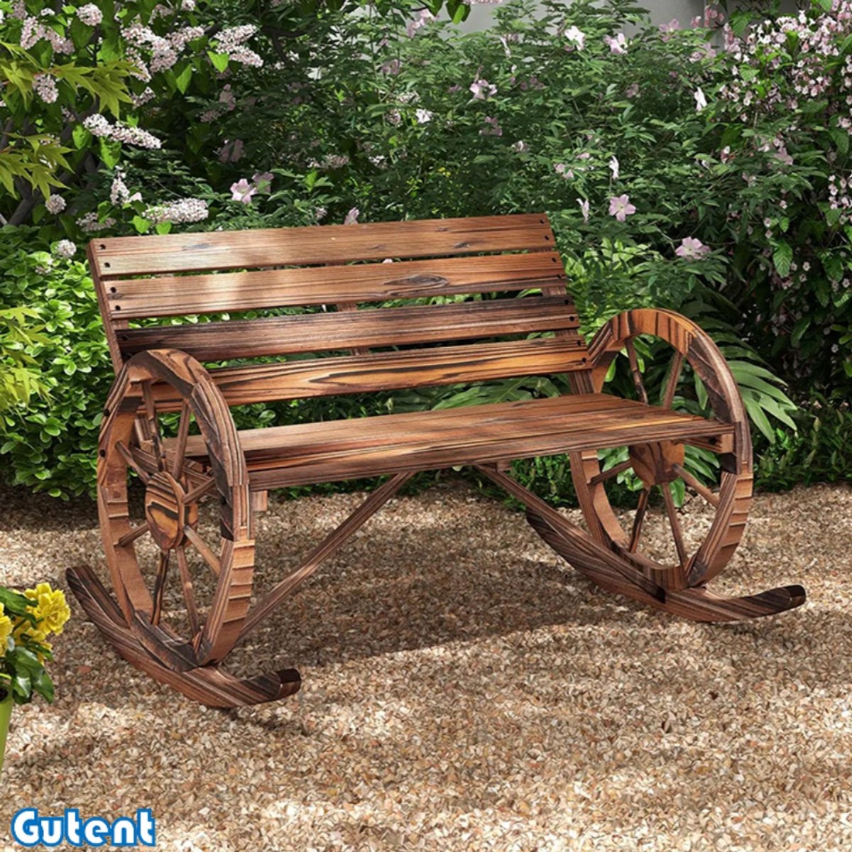 Gutent Tuinbank-Wielarmleuningen-2-zits-Hout-Koolstofvrij