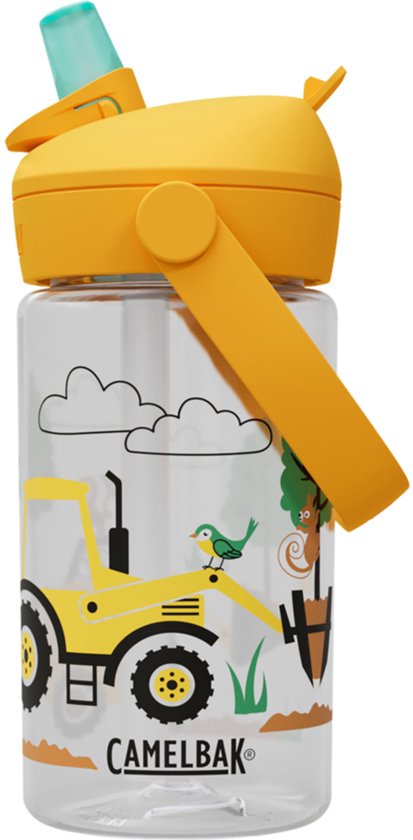CamelBak Thrive Flip Straw Drinkfles Kids - 400 ml - Met Rietje - Waterfles - Transparant (Tractors and Trees)