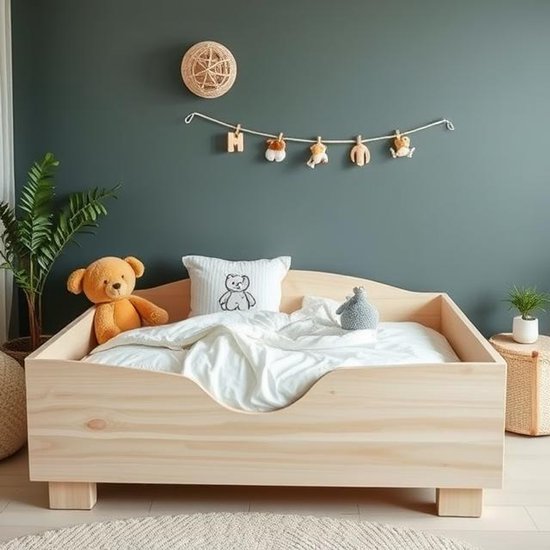 Bjird Kinderbed, tienerbed, 70 x 140 cm, wit, met valbeveiliging, schuiflade en lattenbodem, kinderbedden voor meisjes en jongens - Zoo