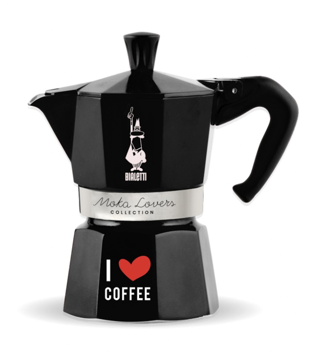 Bialetti Moka Express I Love Coffee - Percolator - Zwart