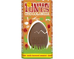 Tony's Chocolonely Melkchocolade Reep Pasen - Melk Karamel Zeezout - Chocolade Paasei in Reep - Paaschocolade - Paascadeautjes voor Kinderen - Paas Cadeau - 1 x 180 gram Tony's Chocolonely Melkchocolade Reep Pasen - Melk Karamel Zeezout - Chocolade Paasei in Reep - Paaschocolade - Paascadeautjes voor Kinderen - Paas Cadeau - 1 x 180 gram