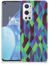 Coque Téléphone pour OnePlus 9 Pro Souple Housse Résumé Vert Bleu