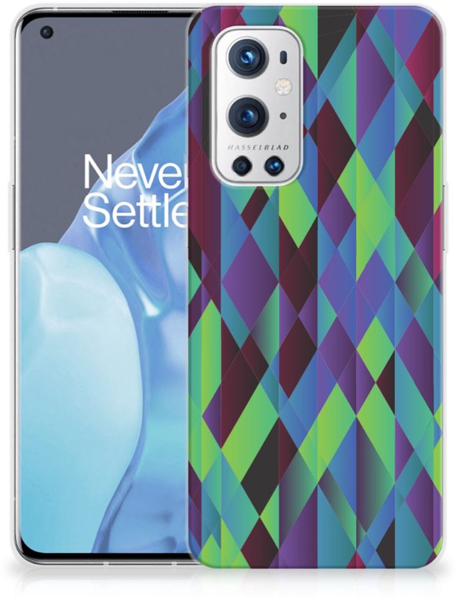 OnePlus 9 Pro TPU Hoesje Abstract Green Blue