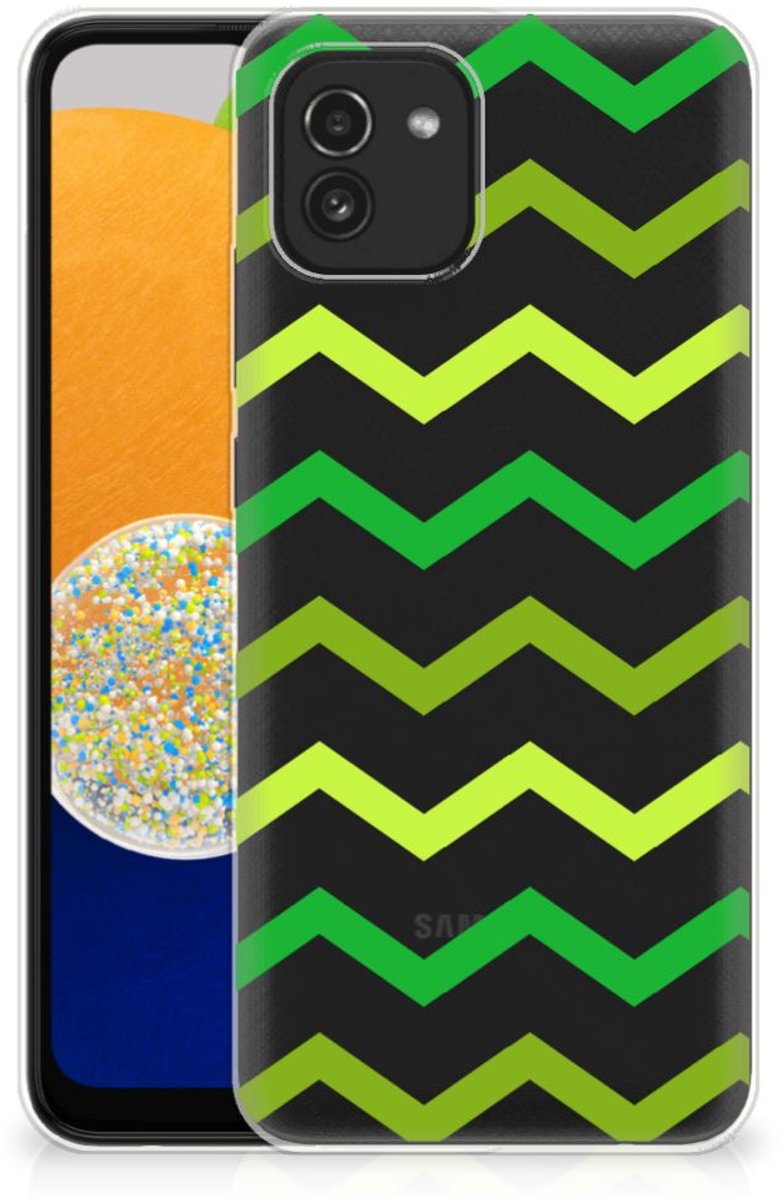 Samsung Galaxy A03 TPU bumper Zigzag Groen