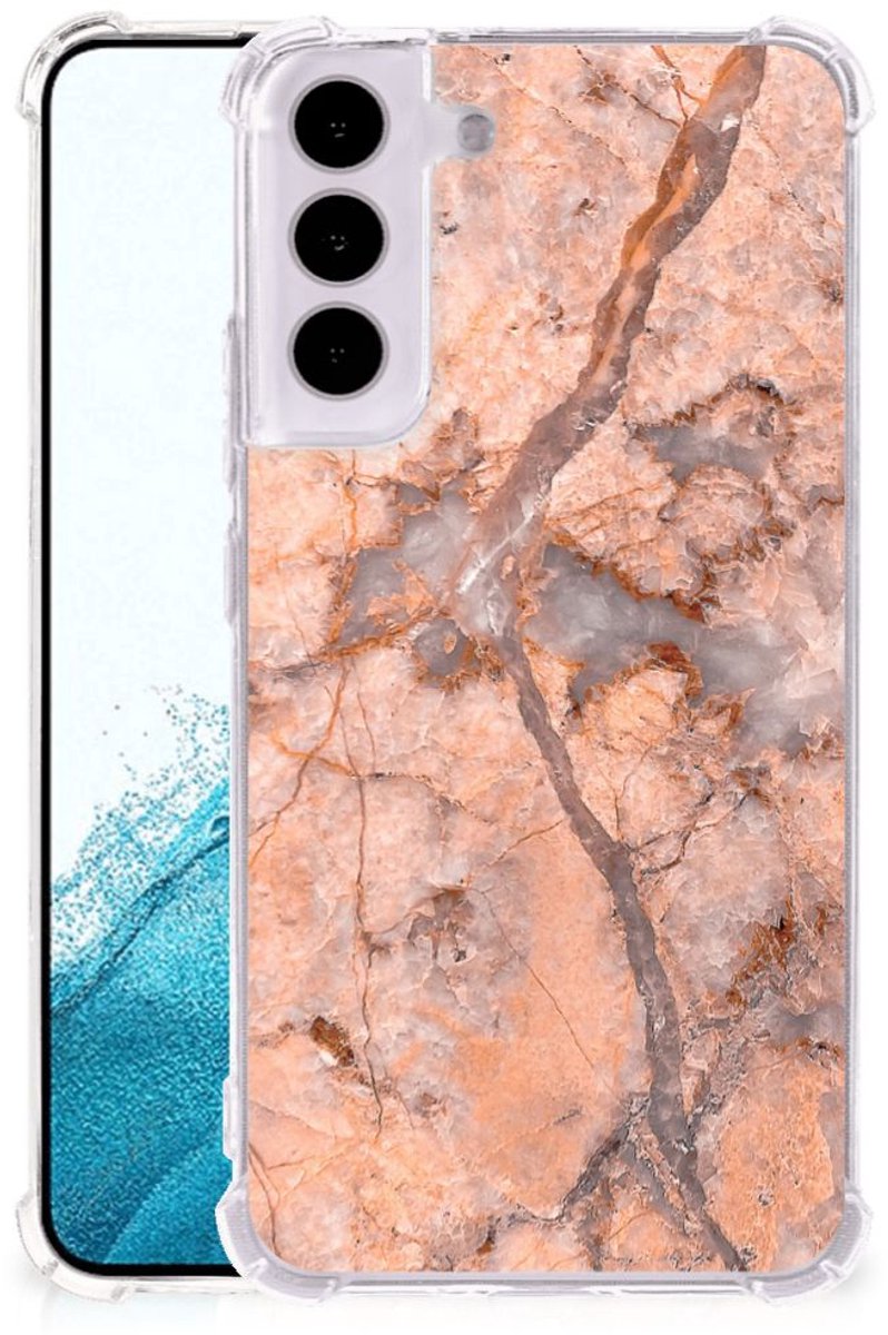 Samsung Galaxy S22 Anti-Shock Hoesje Marmer Oranje