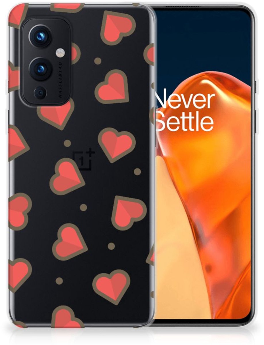 Back Cover voor OnePlus 9 TPU bumper Hearts