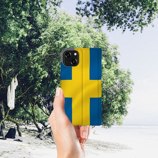 Etui pour téléphone iPhone 13 Etui à rabat Drapeau suédois