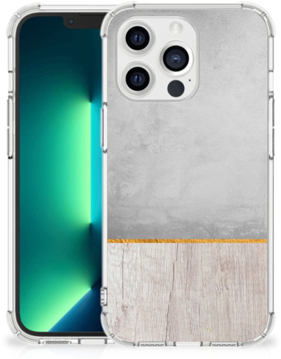 TPU Case Anti-Shock voor iPhone 13 Pro Max Stevig Telefoonhoesje Wood Concrete