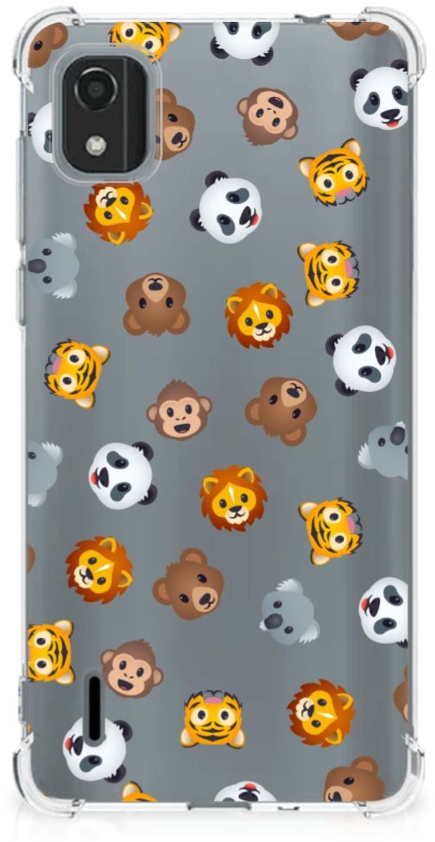 Doorzichtige Silicone Hoesje voor Nokia C2 2nd Edition Dieren Emojis