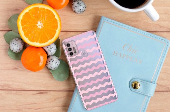 Tenphone Etui Coque pour Motorola Moto G30 | G10 Coque Waves Roze
